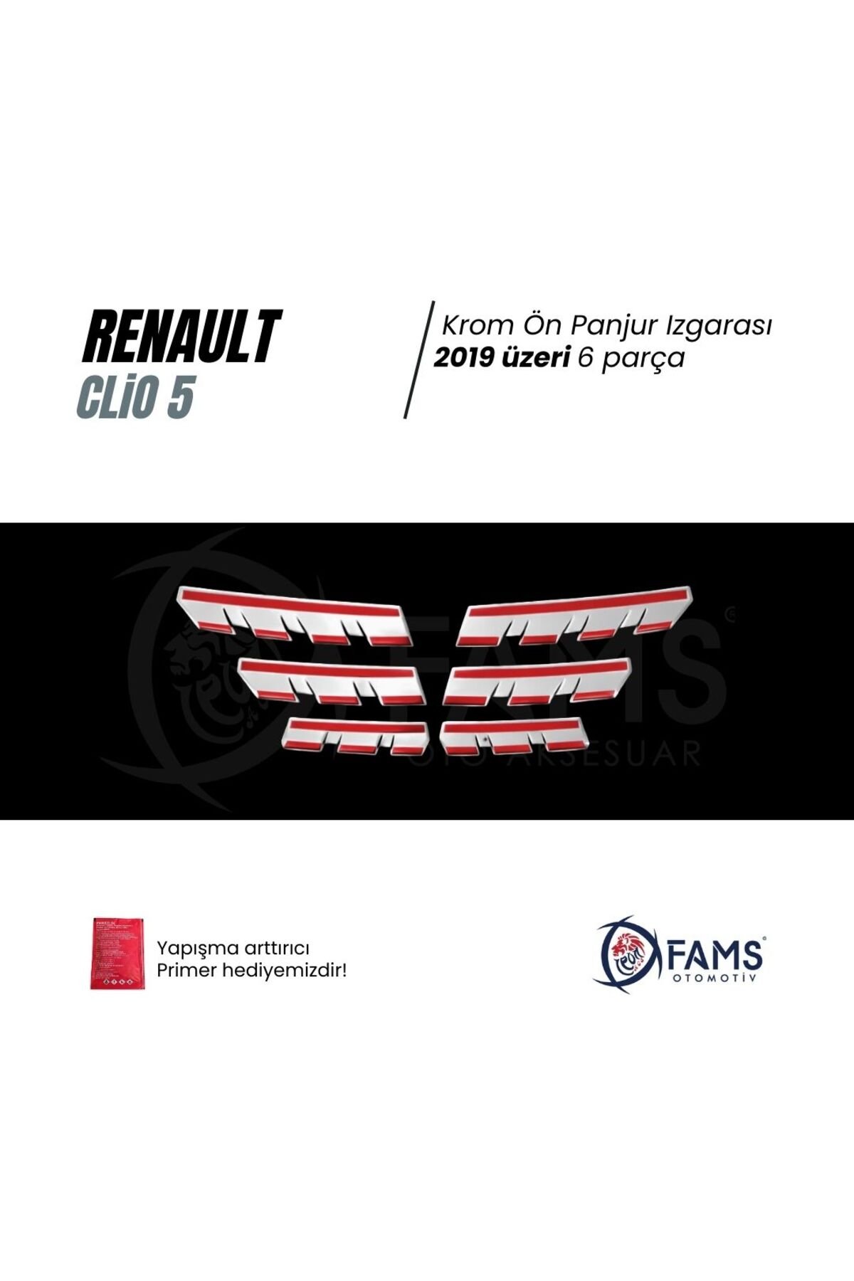 Renault Clio 5 Hb Krom Ön Panjur Izgarası 2019 üzeri 6 Prç, P, Çelik - Görsel 3
