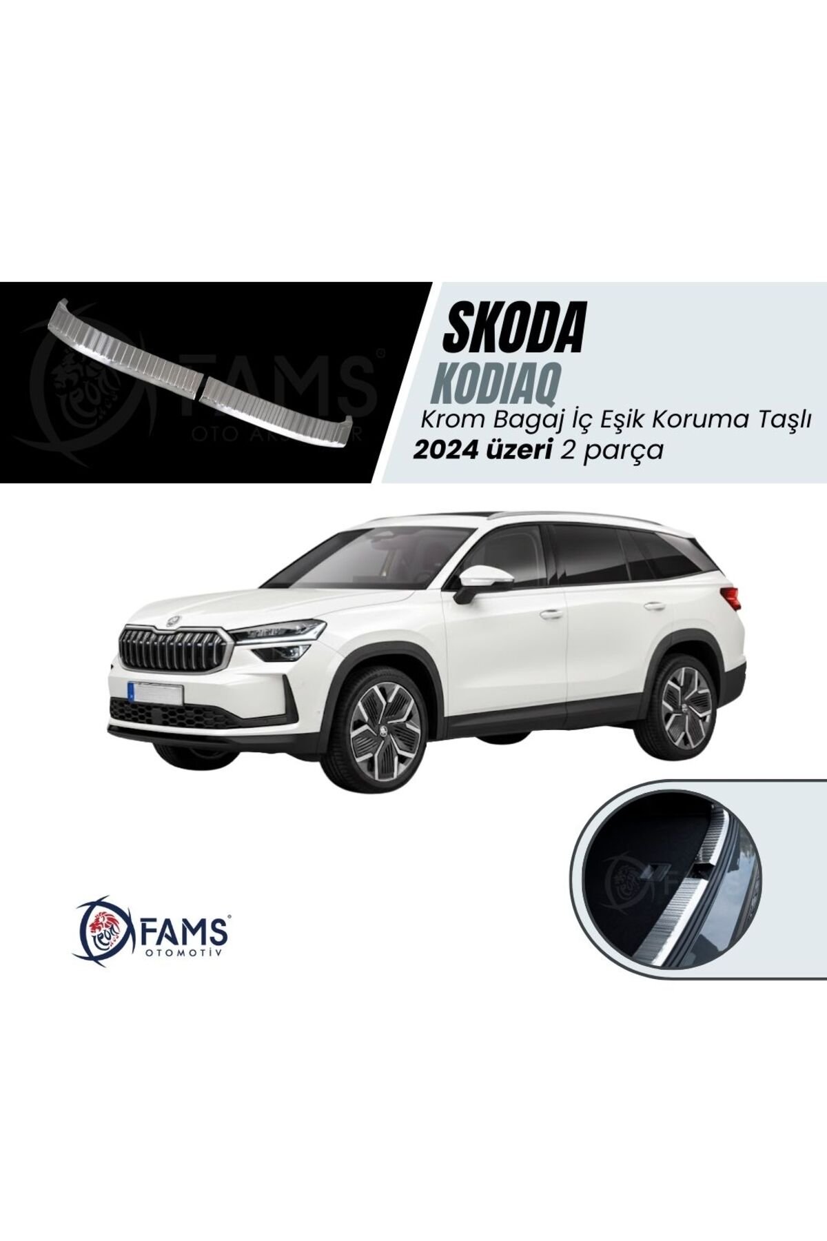 Skoda Kodıaq Uyumlu Bagaj İç Eşik Koruma 2024 Üzeri P,çelik (Taşlı)