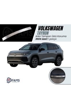 VW TAYRON Uyumlu Arka Tampon Üstü Koruma 2024 Üzeri P,Çelik (Parlak)