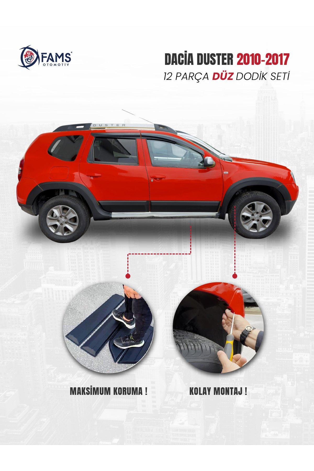 Dacia Duster 2010-2017 Uyumlu Dodik Seti 12 Parça (Baskısız) Düz - Görsel 3