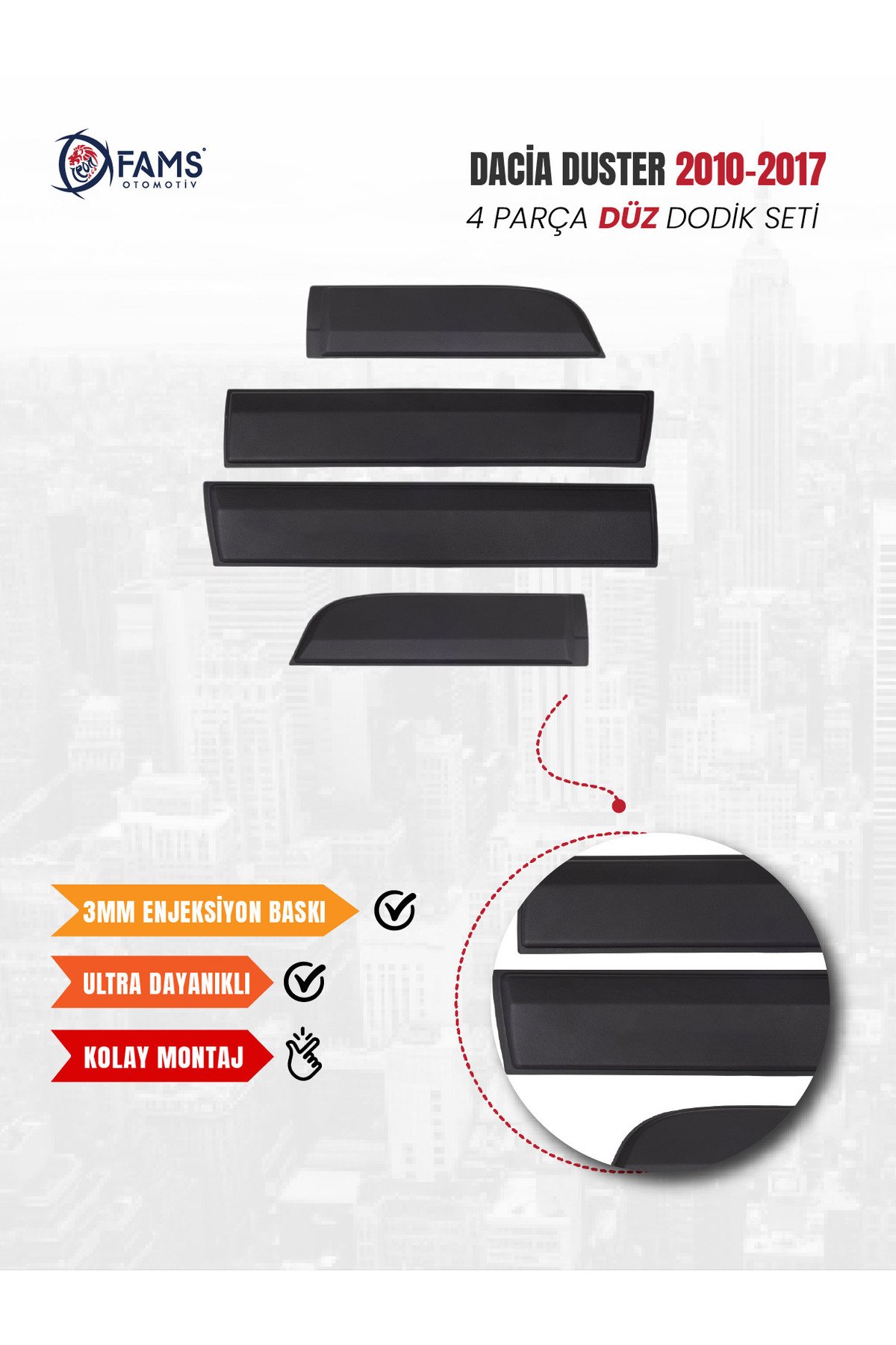 Dacia Duster 2010-2017 Uyumlu Dodik Seti 4 Parça DÜZ (Baskısız) - Görsel 2
