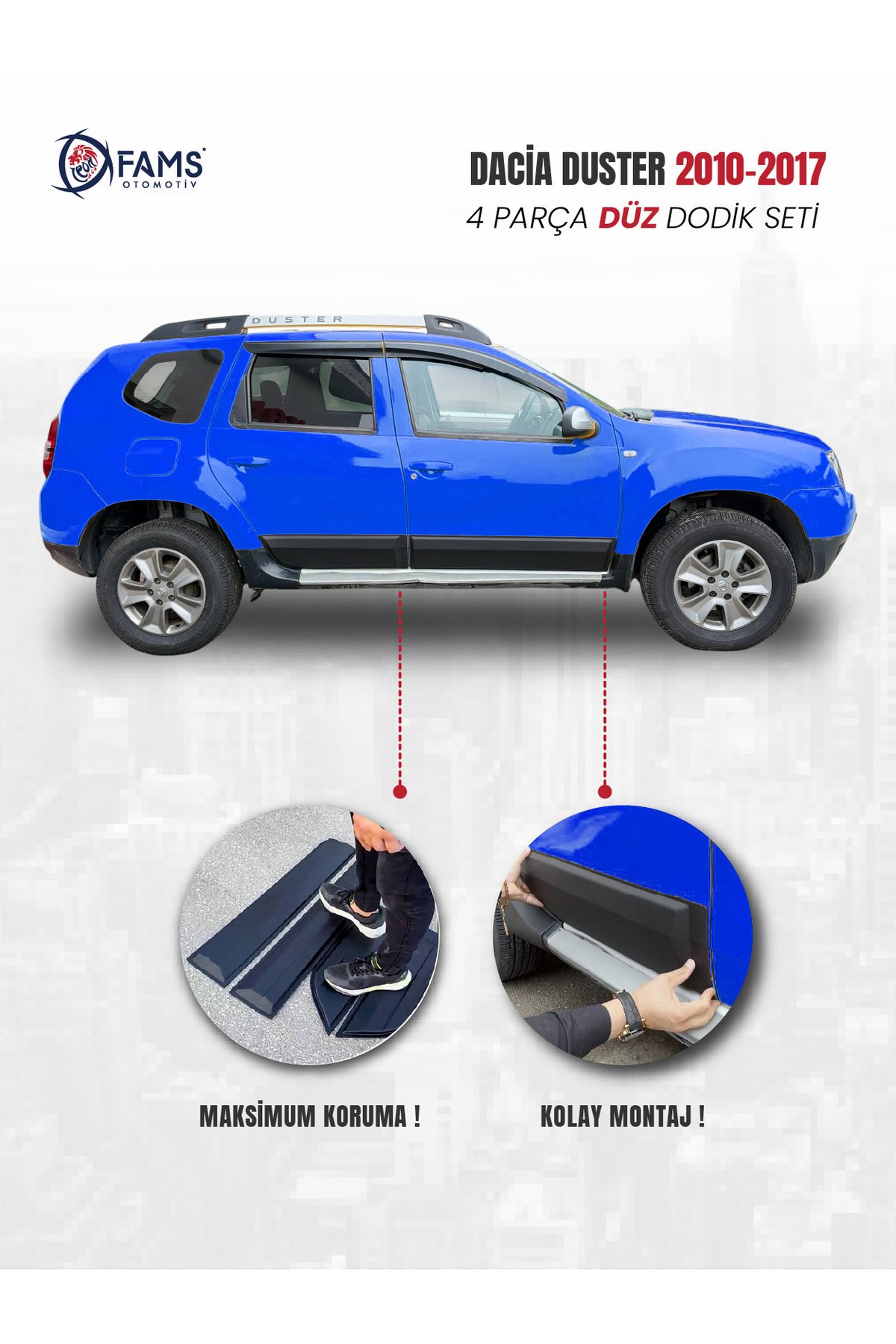 Dacia Duster 2010-2017 Uyumlu Dodik Seti 4 Parça DÜZ (Baskısız) - Görsel 3