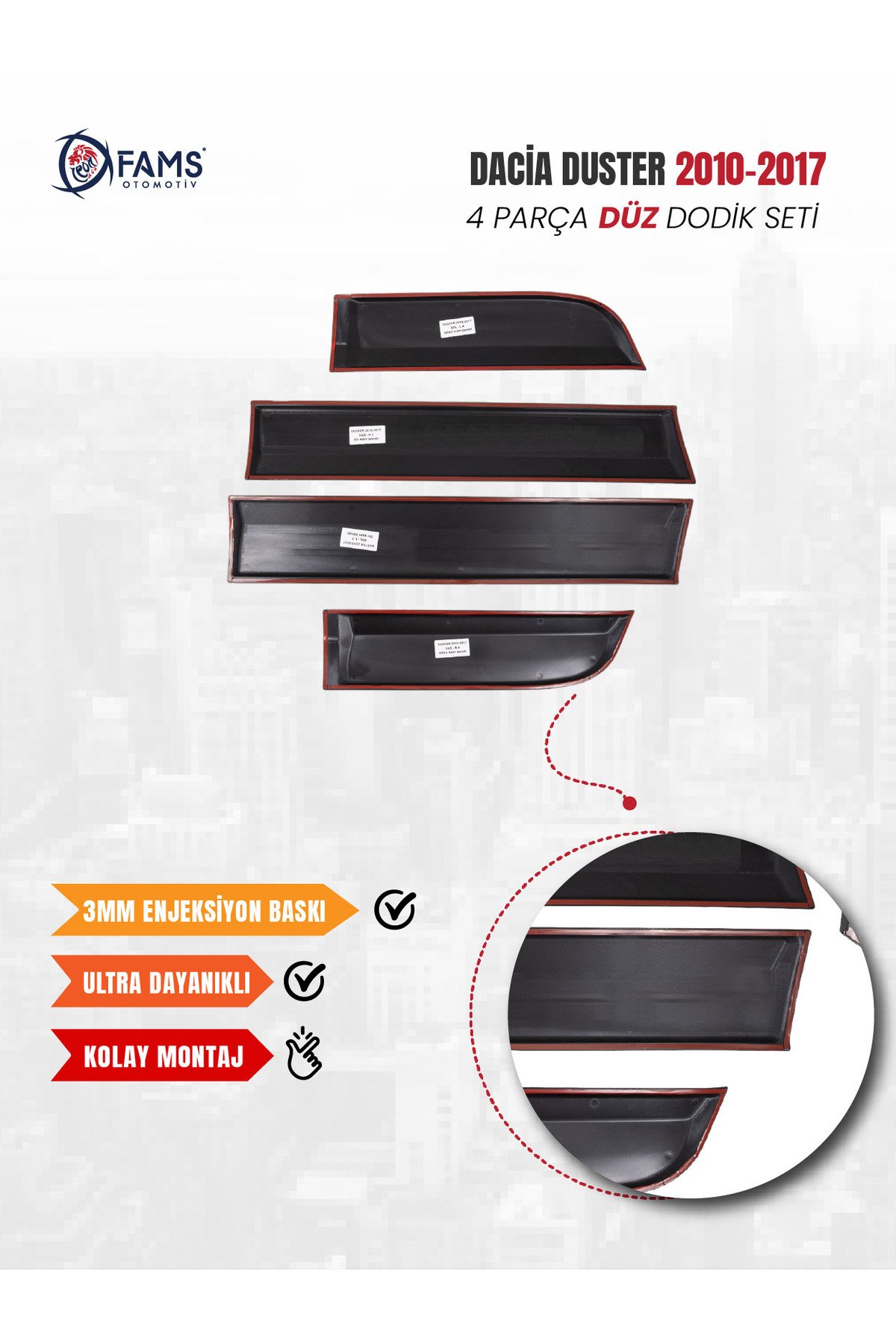 Dacia Duster 2010-2017 Uyumlu Dodik Seti 4 Parça DÜZ (Baskısız) - Görsel 4
