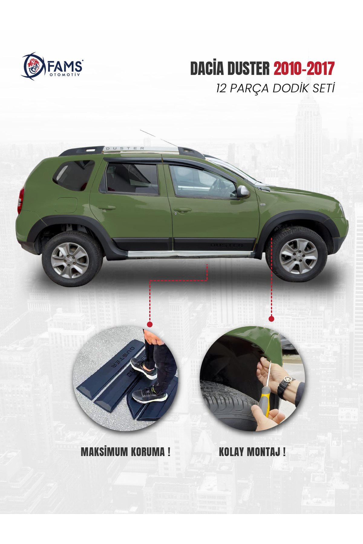 Dacia Duster Uyumlu 2010-2017 Full Dodik Seti 12 Parça (Duster Baskılı) - Görsel 3