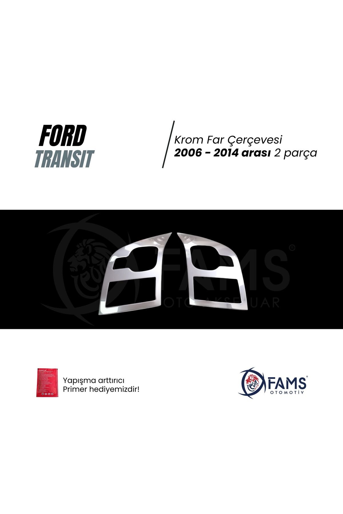 Transit Uyumlu Krom Far Çerçevesi 2 Parça 2006-2014 Paslanmaz Çelik - Görsel 2