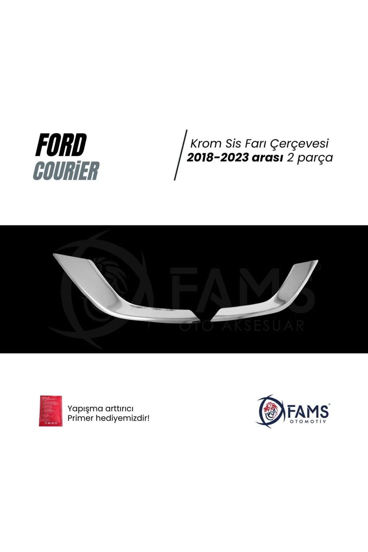 F, Courier Krom Sis Farı Çerçevesi 2 Parça 2018-2023 Paslanmaz Çelik - Görsel 2
