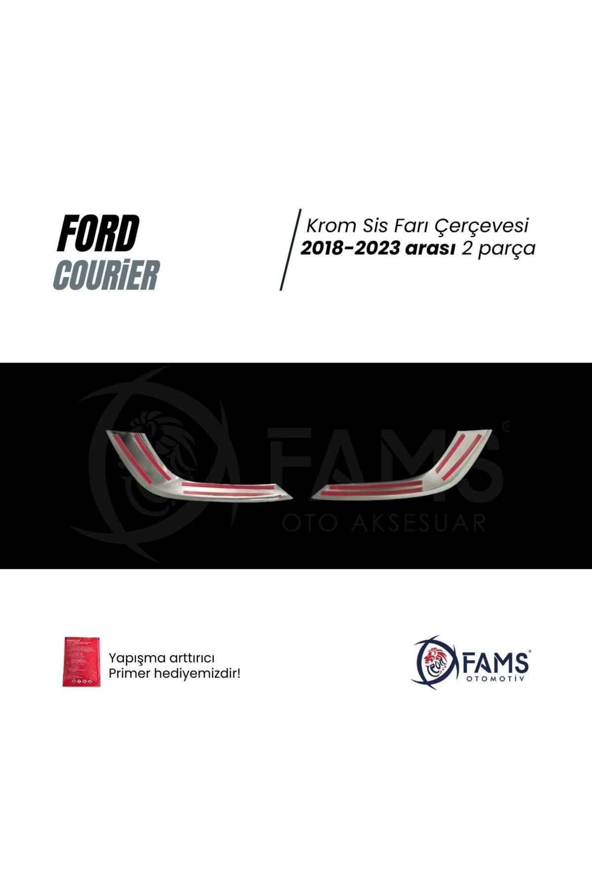 F, Courier Krom Sis Farı Çerçevesi 2 Parça 2018-2023 Paslanmaz Çelik - Görsel 3