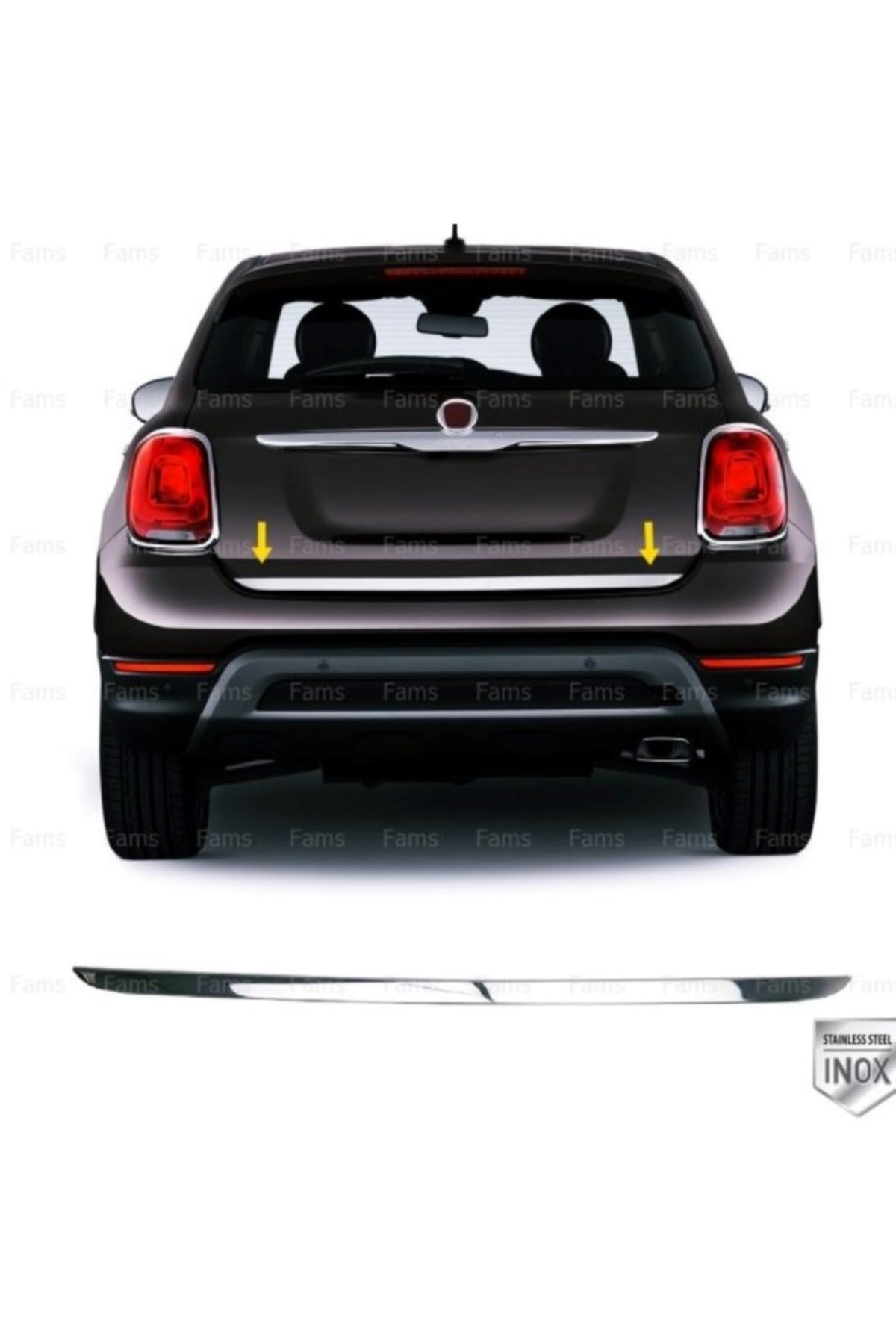 Fiat 500x Uyumlu Krom Bagaj Alt Çıtası 2014 Üzeri Paslanmaz Çelik