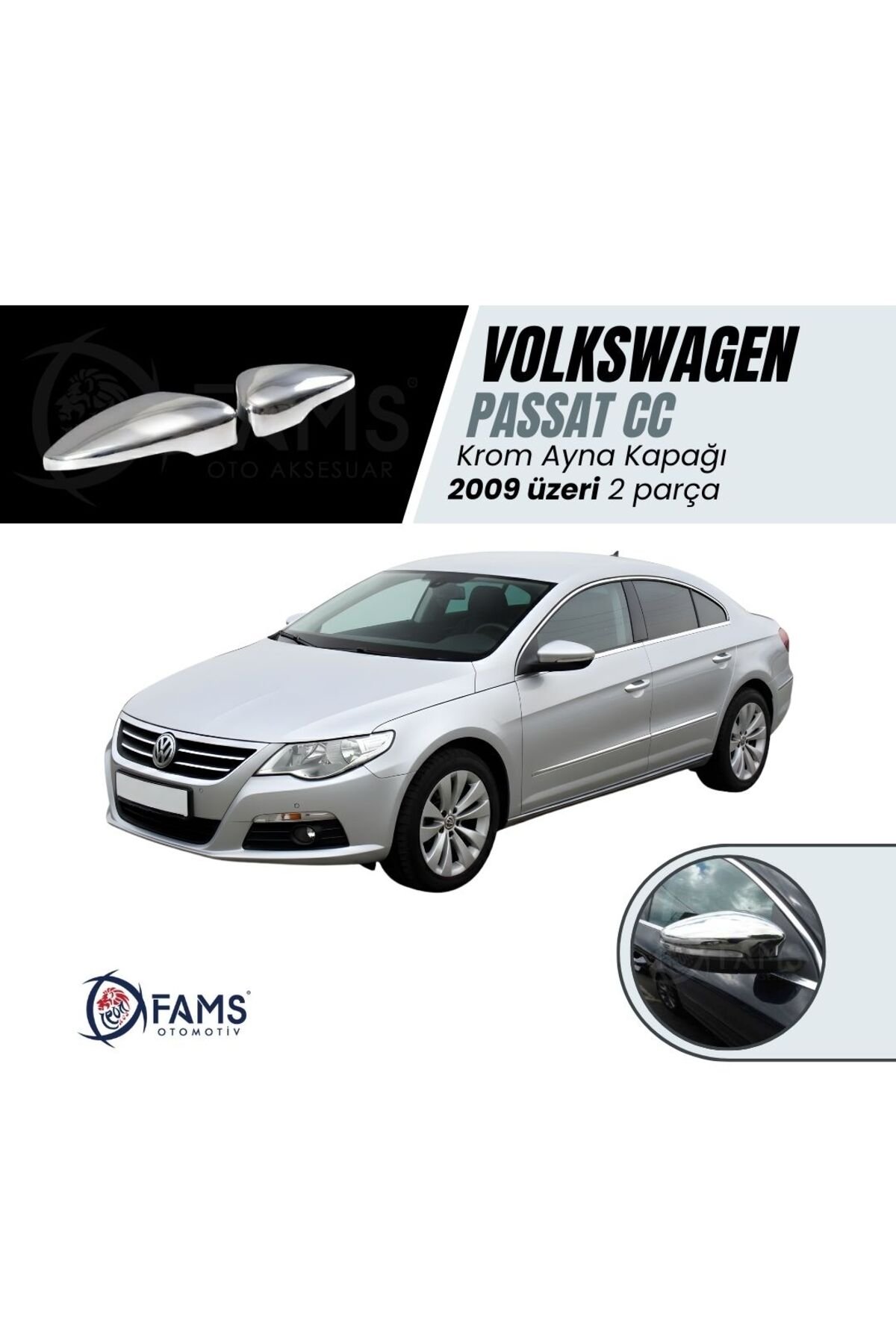 Vw Passat Cc Krom Ayna Kapağı 2009 üzeri 2 Prç, P, Çelik