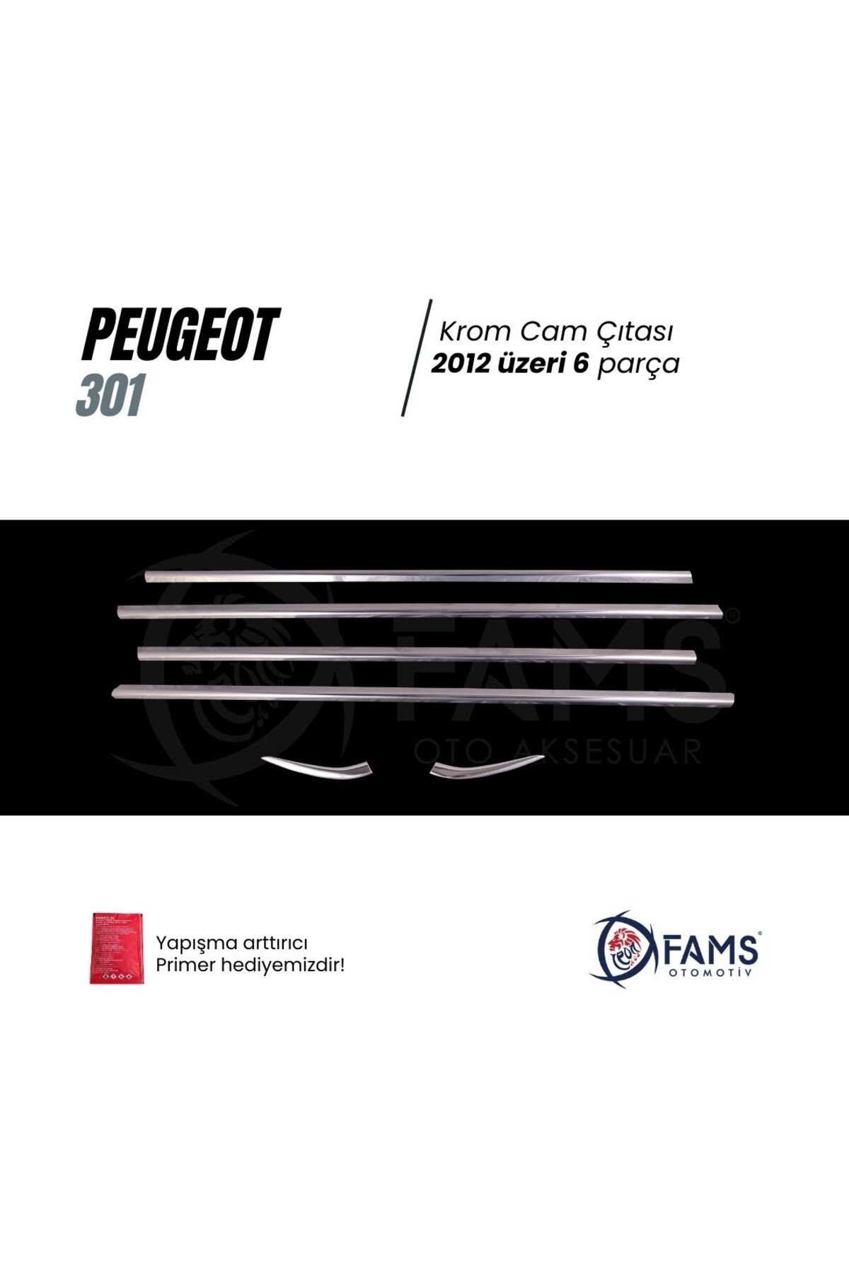 Peugeot 301 Krom Cam Çıtası 6 Parça 2012 Ve Üzeri P,çelik - Görsel 2