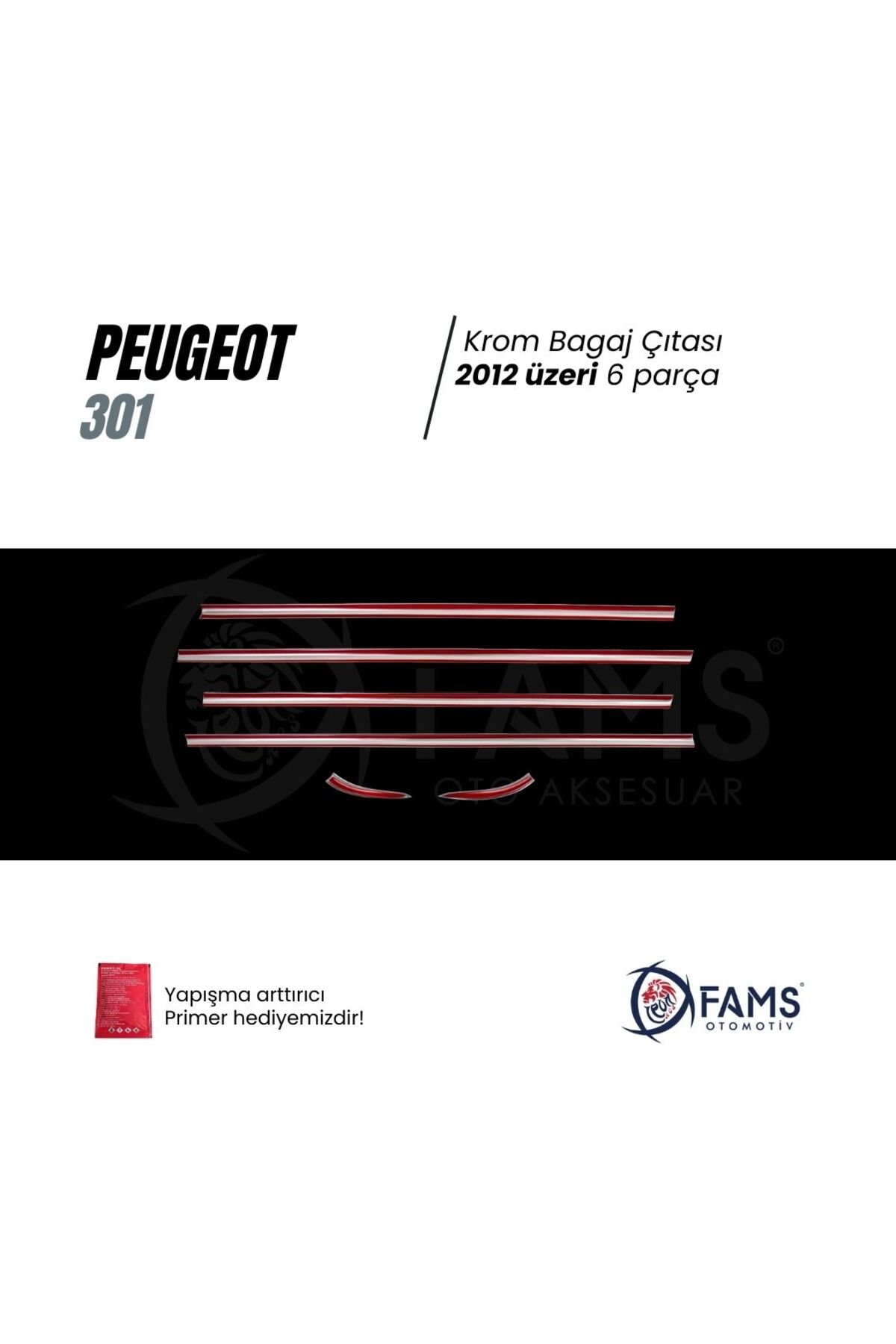 Peugeot 301 Krom Cam Çıtası 6 Parça 2012 Ve Üzeri P,çelik - Görsel 3