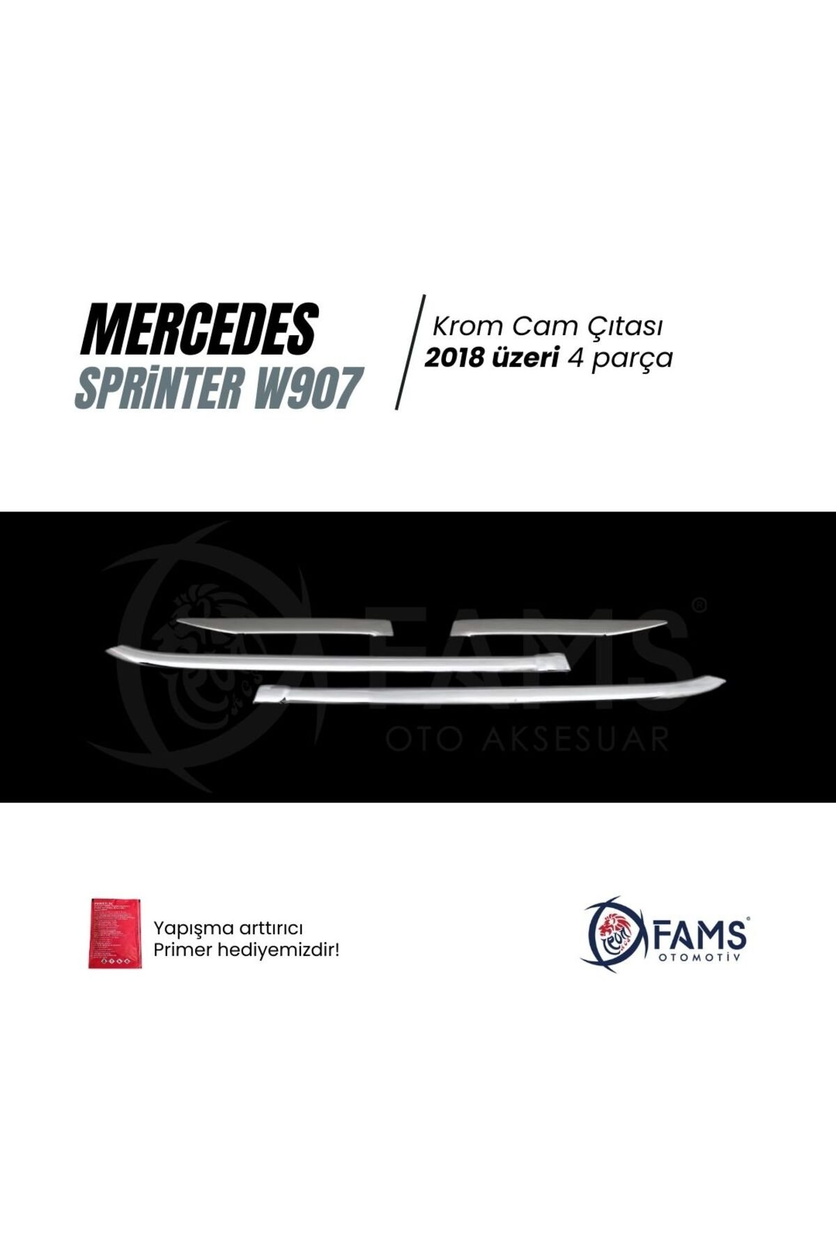 Mercedes Sprinter W907 Krom Cam Çıtası 4 Parça 2018 Ve Üzeri Paslanmaz Çelik - Görsel 2