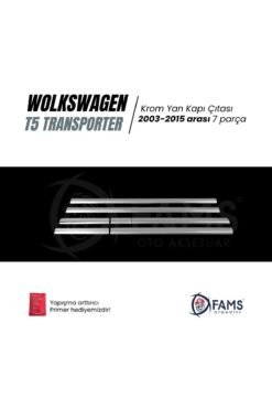 Alternative view of Vw T5 Transporter (Çift Sürgü) Krom Yan Kapı Çıtası 7 Prç 2003-2015 P,çelik (uzun Şase)