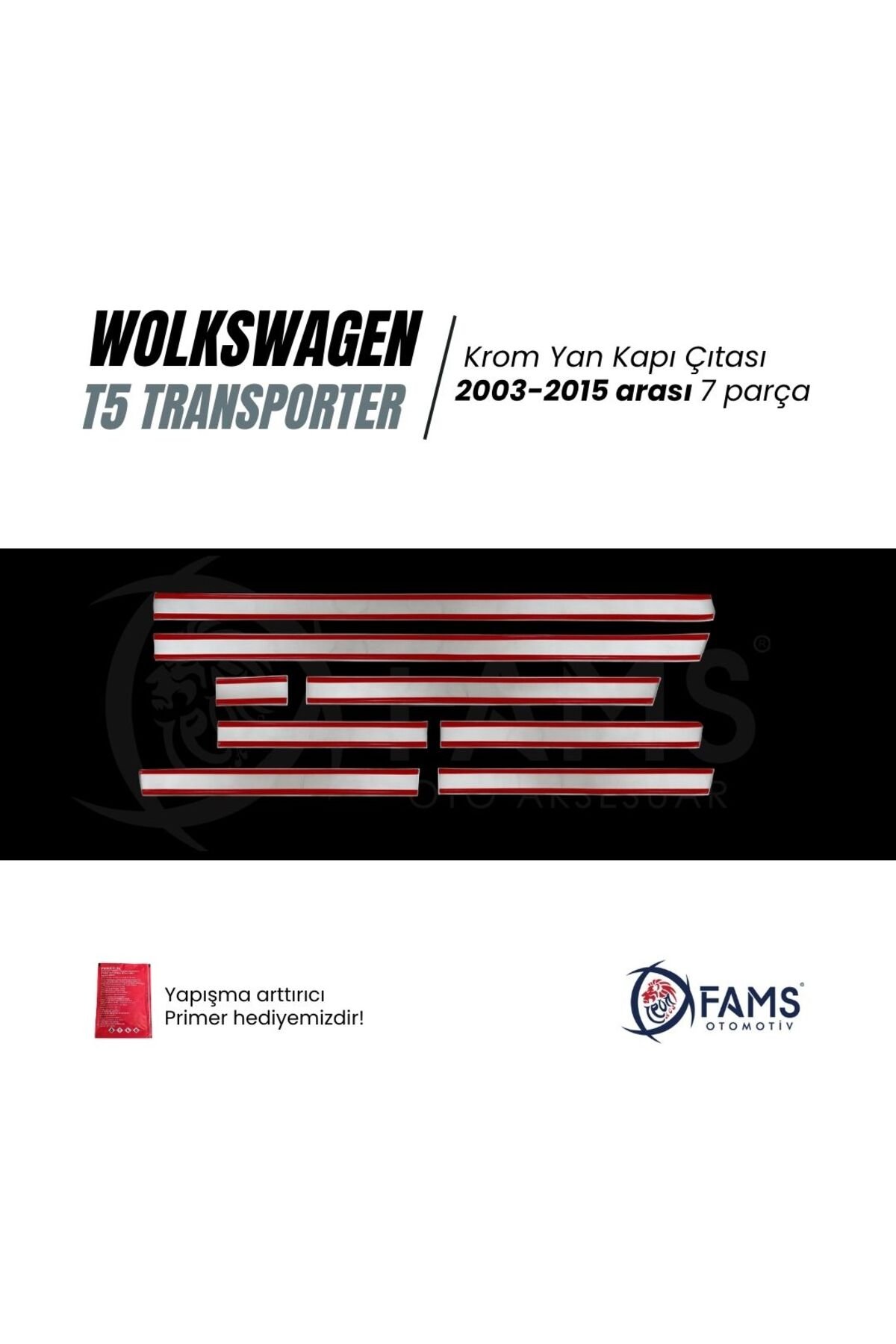 Vw T5 Transporter (Çift Sürgü) Krom Yan Kapı Çıtası 7 Prç 2003-2015 P,çelik (uzun Şase) - Görsel 3