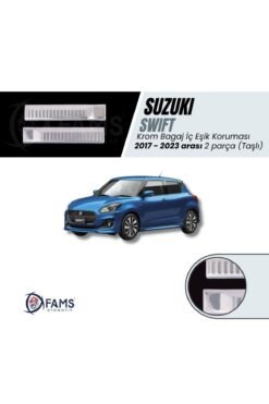 Suzuki Swift 2017-2023 Krom Bagaj Iç Eşik Koruma (TAŞLI) 2 Parça Paslanmaz Çelik