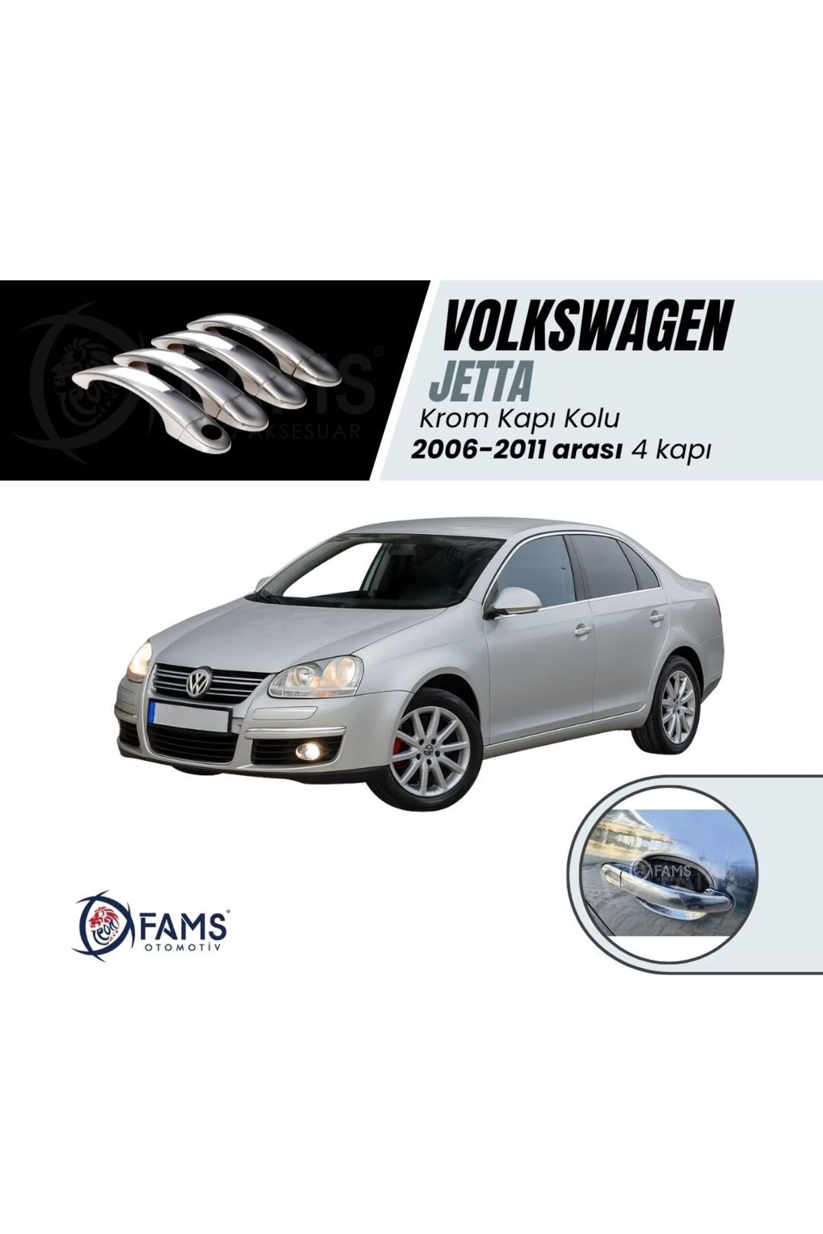 Vw Jetta Krom Kapı Kolu 4 Kapı 2006-2011 Arası P, Çelik