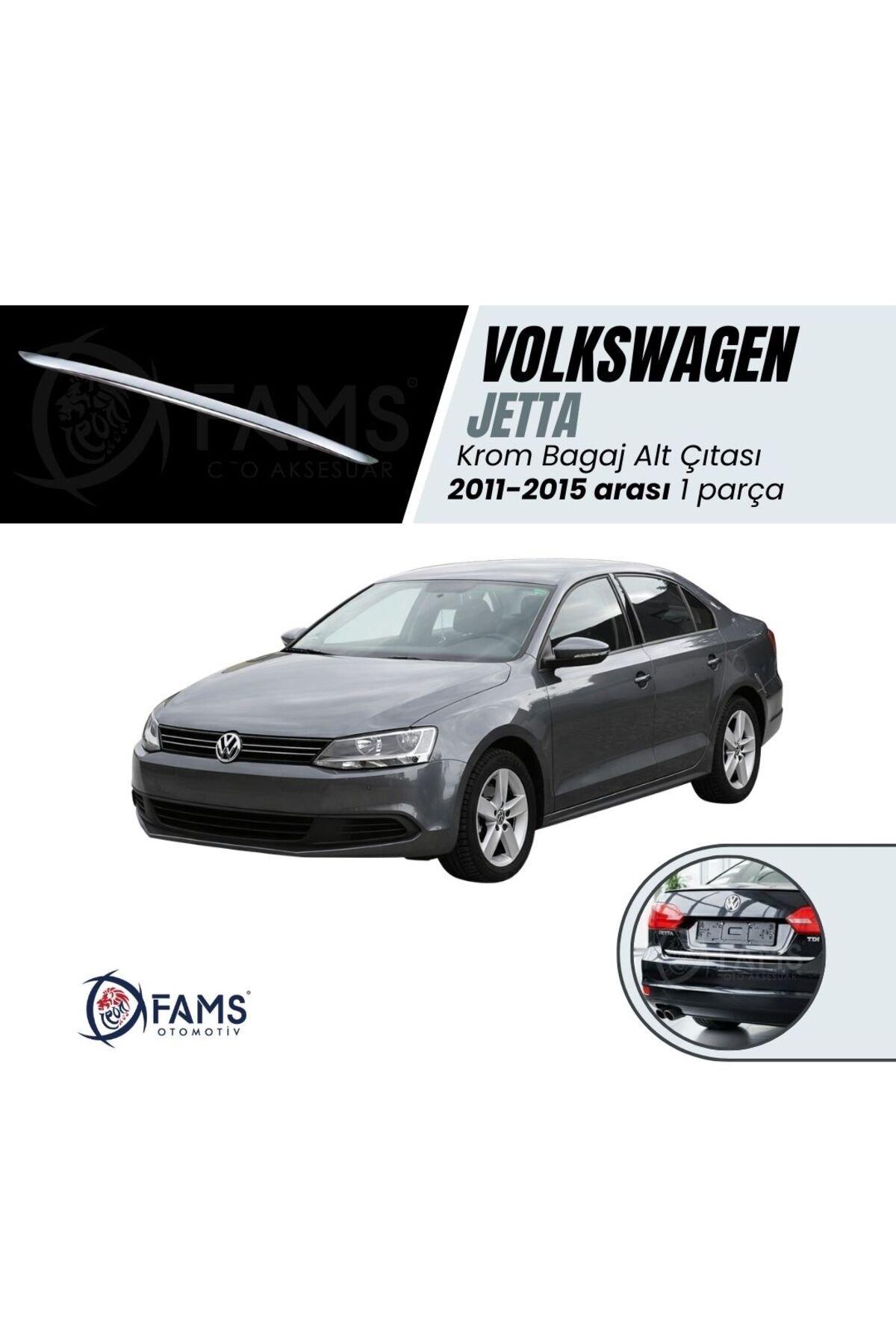 Vw Jetta Krom Bagaj Alt Çıtası 2011-2015 Arası Paslanmaz Çelik - Görsel 4