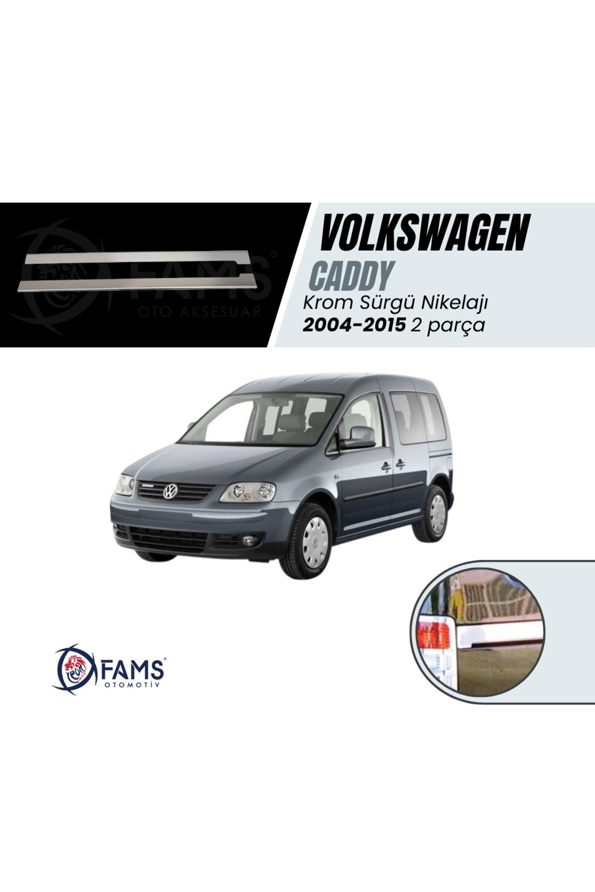 Vw Caddy Krom Sürgü Nikelajı 2 Prç, 2004-2015 P,çelik