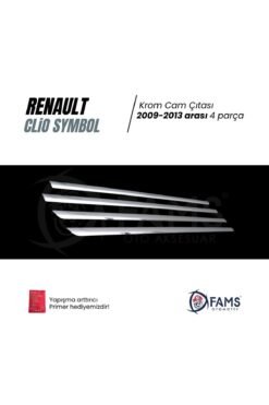 Alternative view of Renaul,t, Clio 3 Uyumlu Symbol Krom Cam Çıtası 4 Prç, 2009-2013 P, Çelik