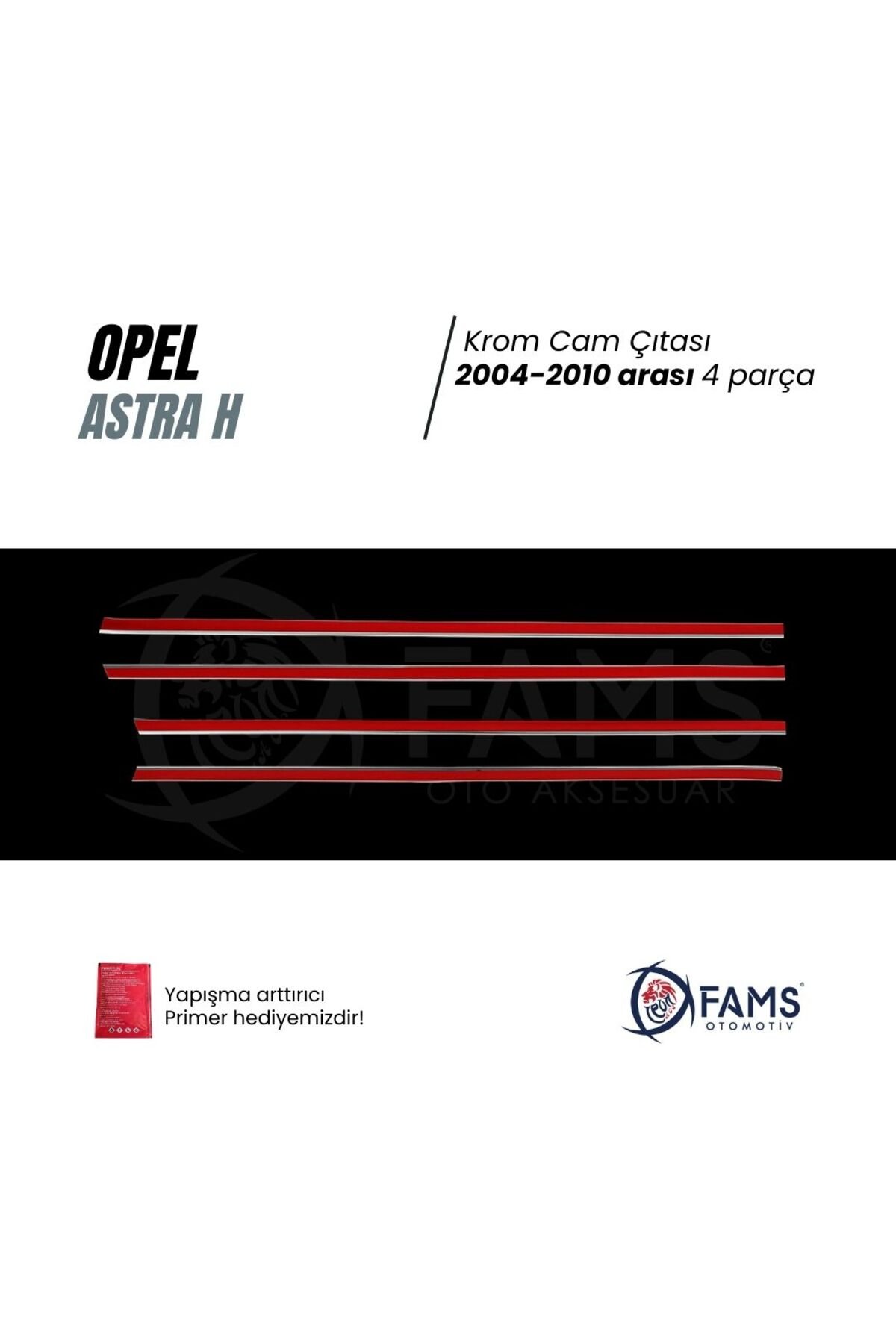 Opel Astra H Krom Cam Çıtası 4 Prç, 2004-2010 Arası P, Çelik (HB) - Görsel 3