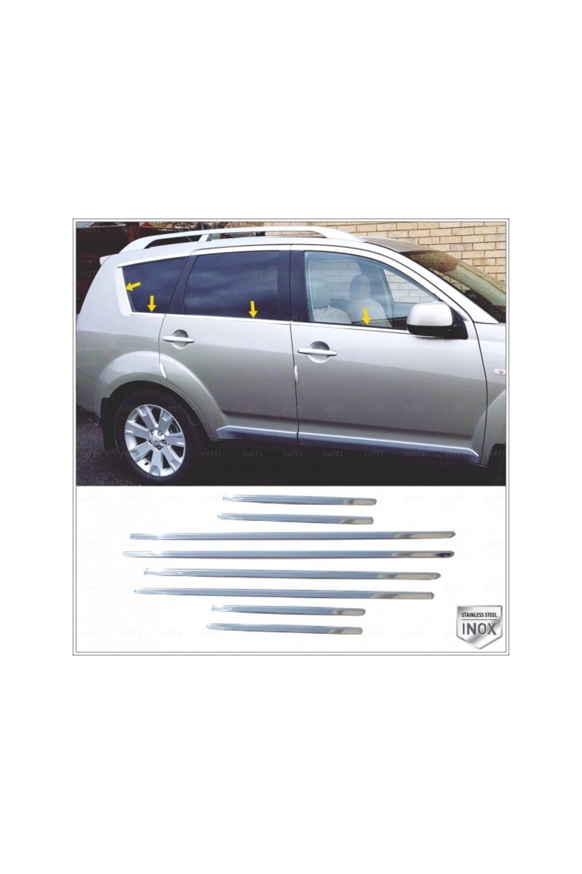 Mitsubishi Outlander Krom Cam Çıtası 8 Parça 2006-2012 Arası Paslanmaz Çelik
