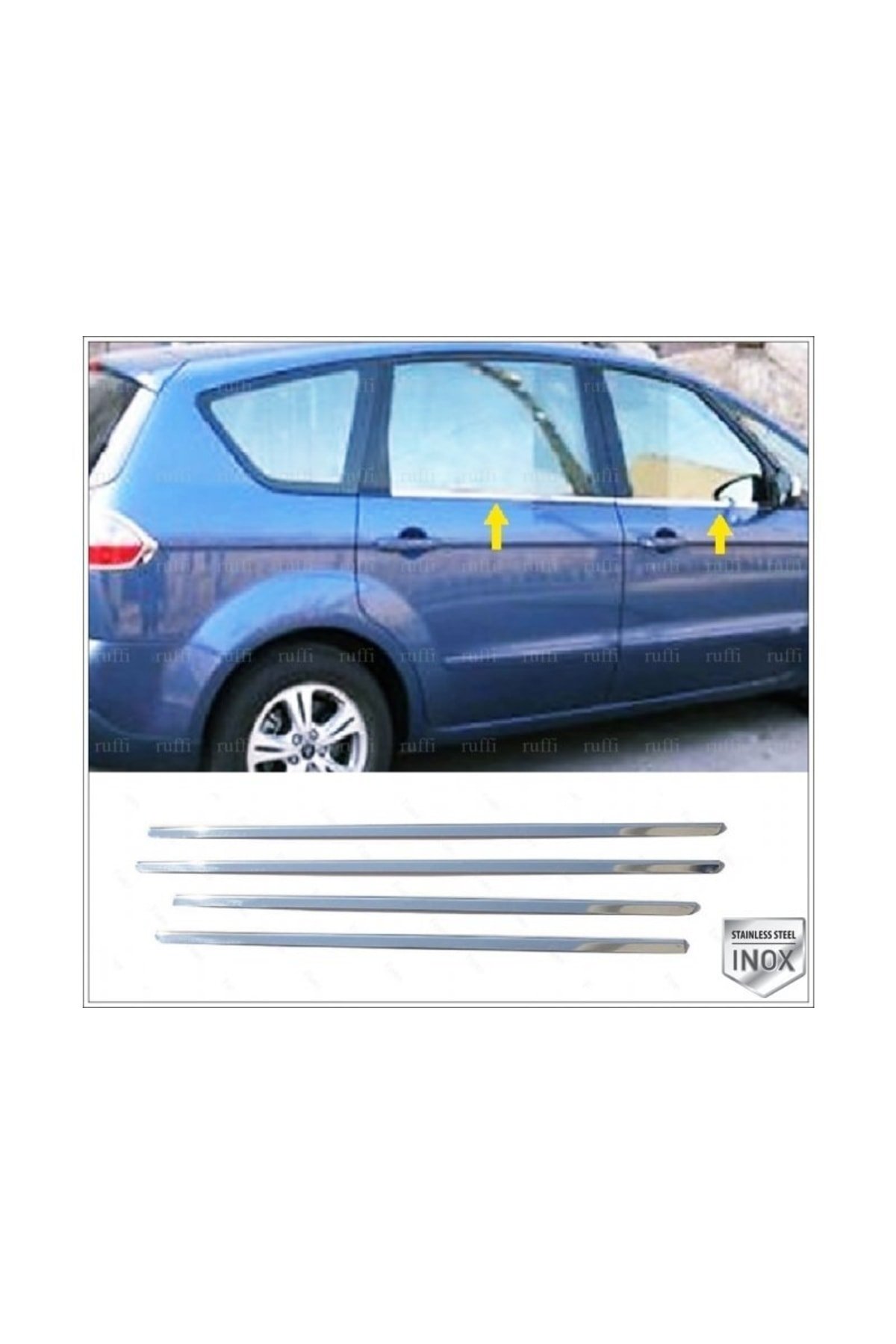 Ford S-max Krom Cam Çıtası 4 Prç, 2006-2014 Arası Paslanmaz Çelik Uyumlu