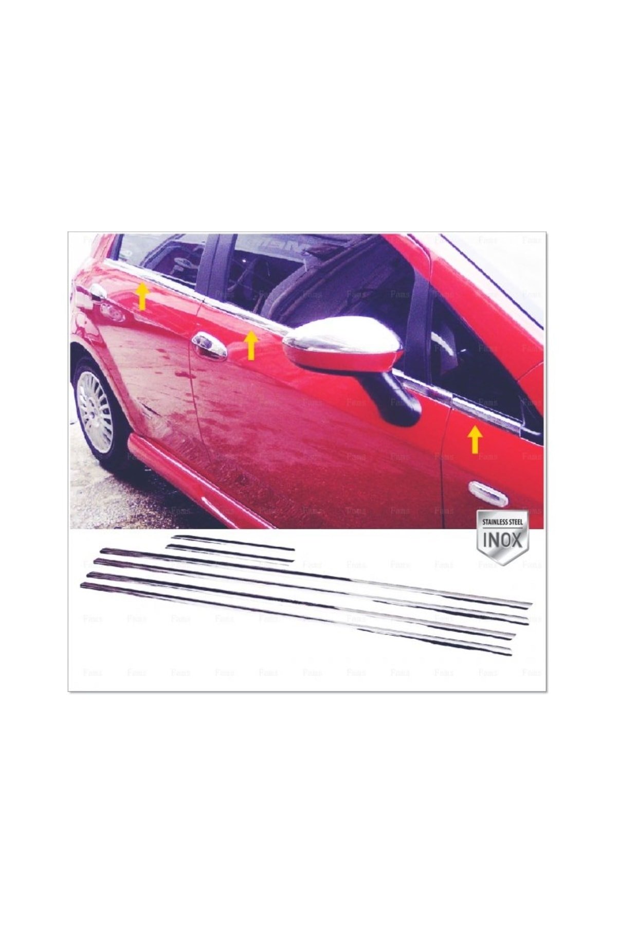 Fiat Grande Punto Krom Cam Çıtası 6 Prç, 2006 Üzeri P, Çelik