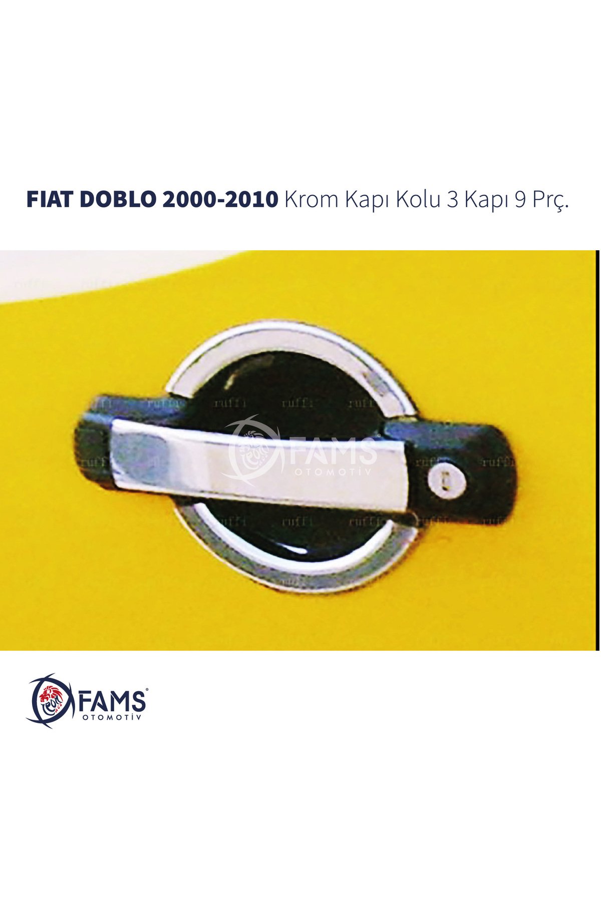 Fiat Doblo Uyumlu Krom Kapı Kolu 3 Kapı 2000-2010 P, Çelik
