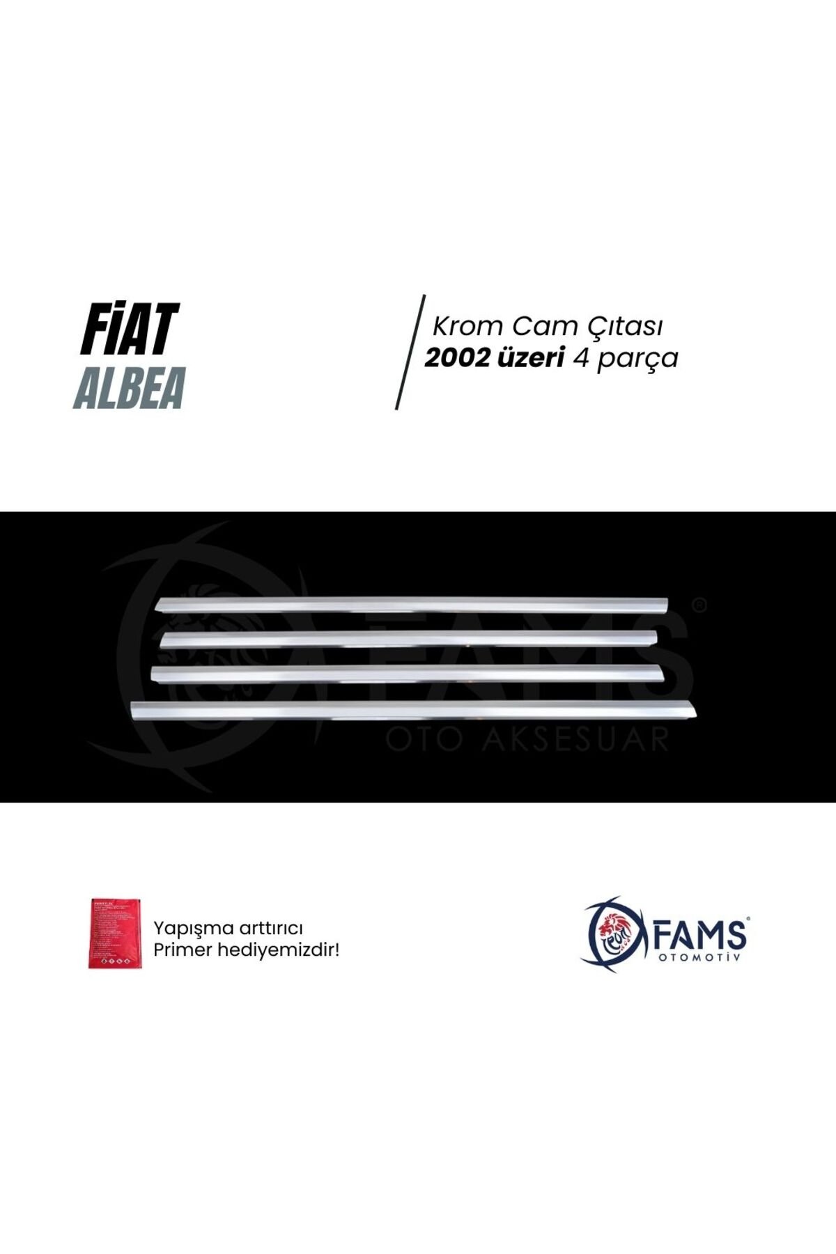 Fiat Albea Krom Cam Çıtası 4 Prç, 2002 Üzeri P,çelik - Görsel 2