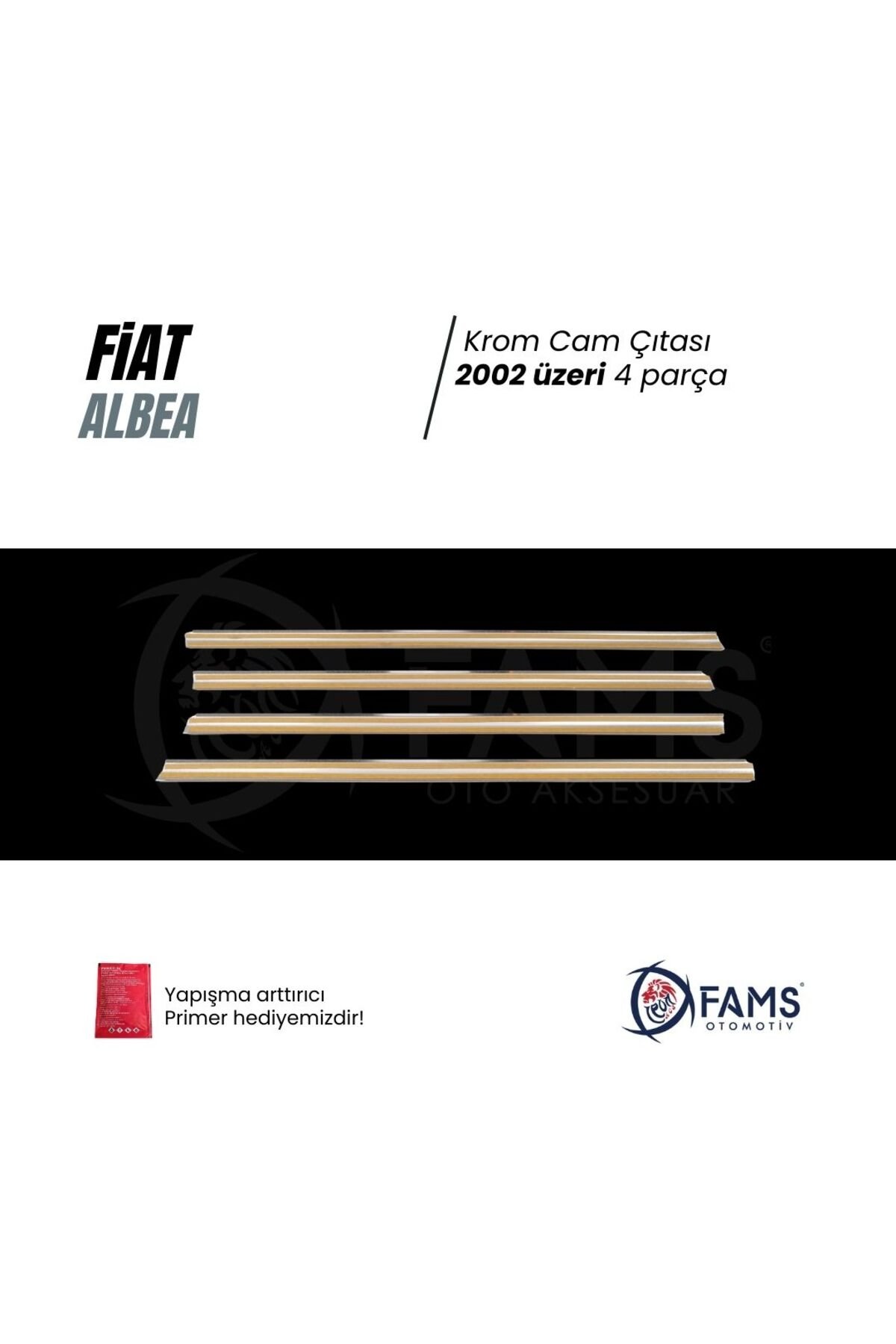 Fiat Albea Krom Cam Çıtası 4 Prç, 2002 Üzeri P,çelik - Görsel 3