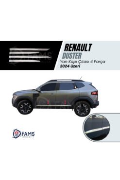 Renault Duster 2024 Üzeri Için Krom Yan Kapı Çıtası 4 Parça Paslanmaz Çelik