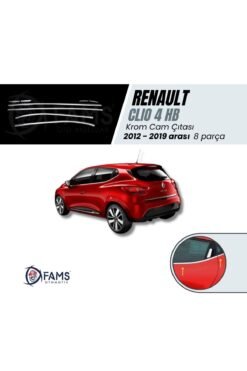Renault Clio 4 Uyumlu Hb Krom Cam Çıtası 8 Parça 2012-2019 Arası Paslanmaz Ç,