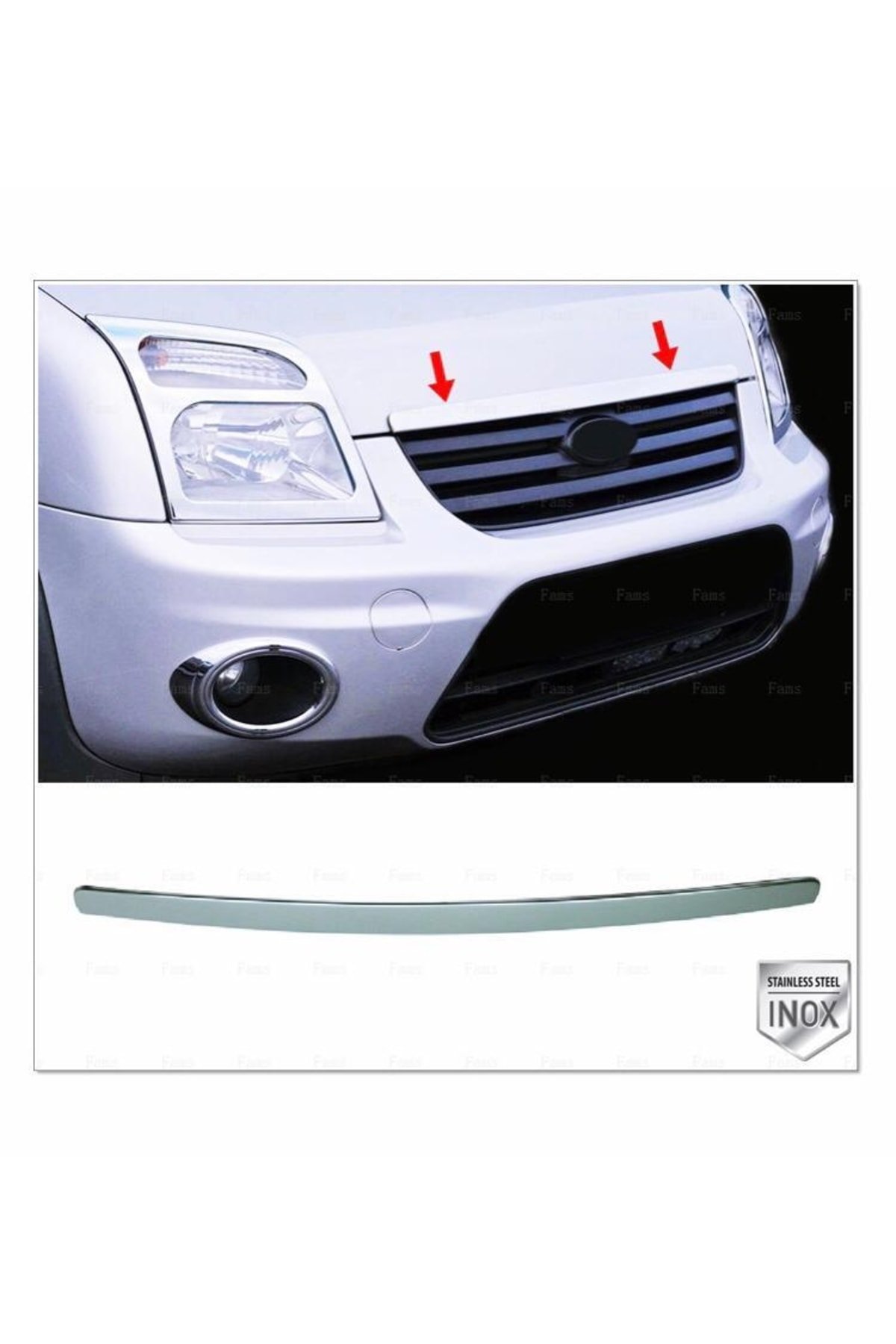 Ford Connect Krom Ön Panjur Üstü Çıta 2009-2014 P,çelik Uyumlu