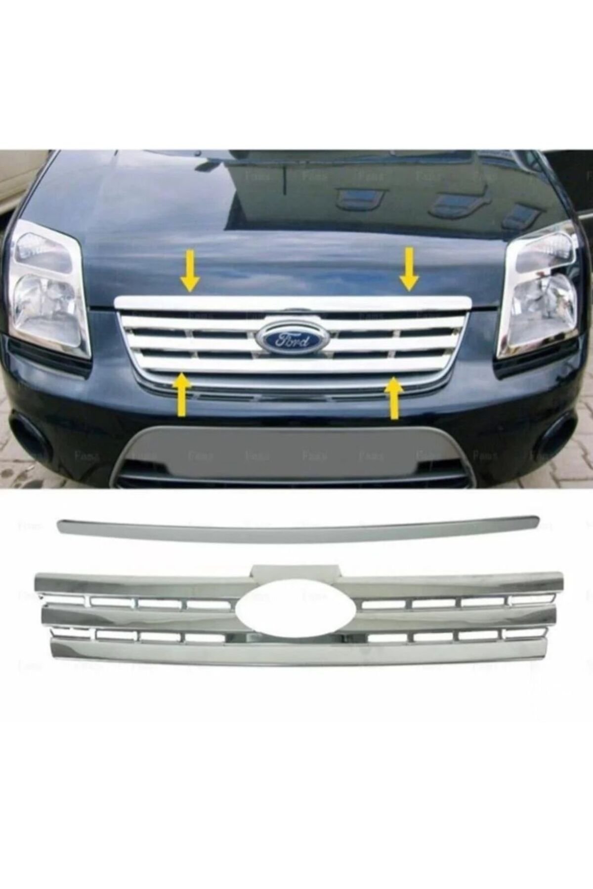 F, Connect Krom Ön Panjur+Kaput Çıtası 2 Prç, 2009-2014 P, Çelik Uyumlu - Görsel 4