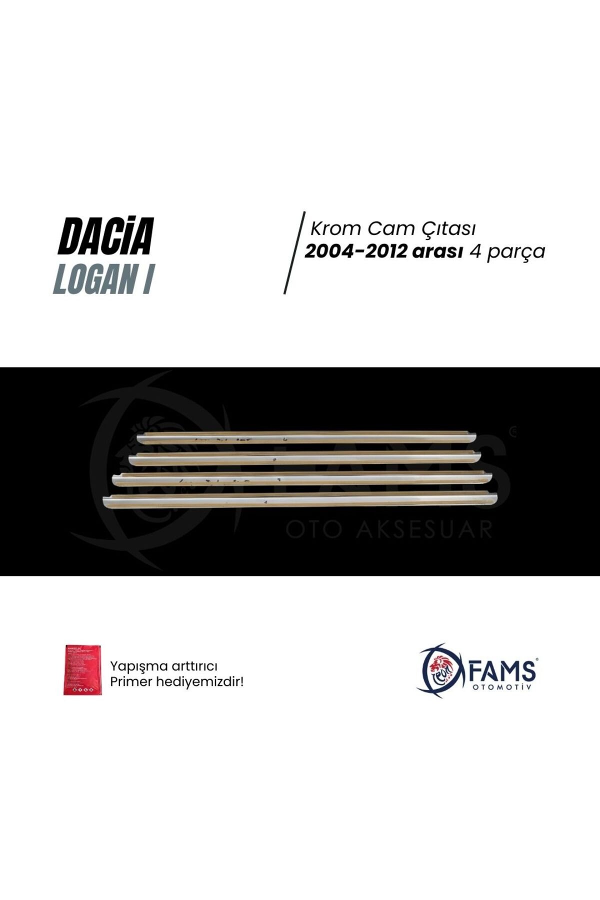 Dacia Logan Krom Cam Çıtası 4 Parça 2004-2012 Arası Paslanmaz Çelik - Görsel 3
