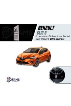 Renault Clio 5 2019> Özel Desenli Krom Ayak Dinlendirme Pedalı Ayak Dayama Pedalı