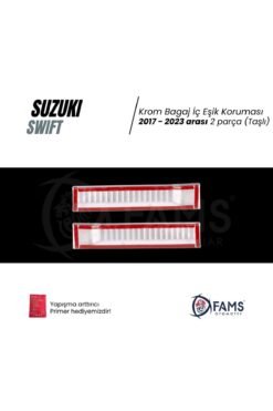 Alternative view of Suzuki Swift 2017-2023 Krom Bagaj Iç Eşik Koruma (TAŞLI) 2 Parça Paslanmaz Çelik