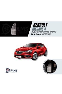Renault Megane 4 Sedan 2016+ üzeri Uyumlu Özel Desenli Krom Ayak Dinlendirme Pedalı Ayak dayama