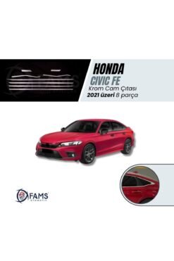 HondaCivic Uyumlu Fe 2021> Krom Cam Çıtası 8 Parça Paslanmaz Çelik