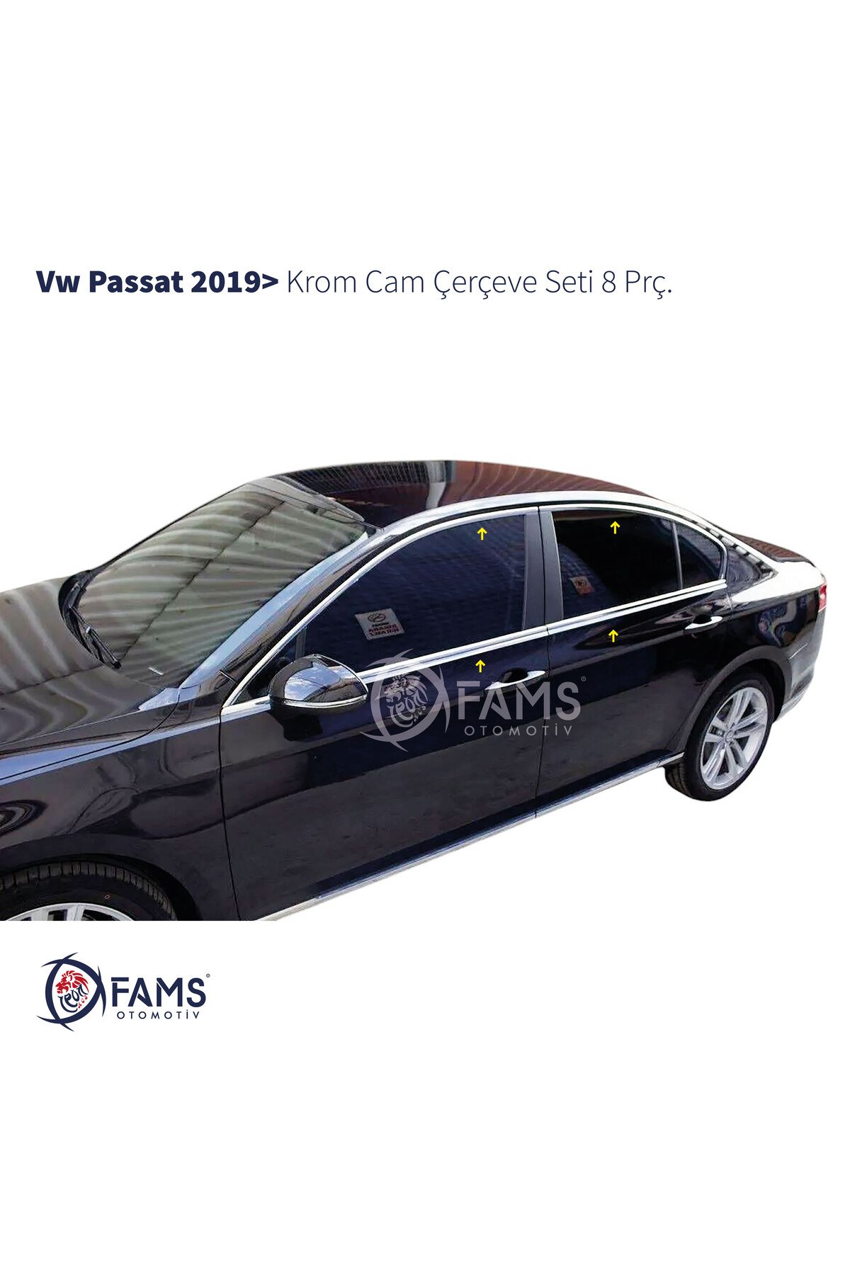 Vw Passat B8,5 Krom Cam Çerçeve Seti 8 Parça 2019 Ve Üzeri Paslanmaz Çelik