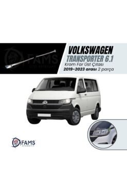 VW T6,1 TRANSPORTER 2019-2023 Arası Krom Far Üst Çıta 2 Parça Paslanmaz Çelik