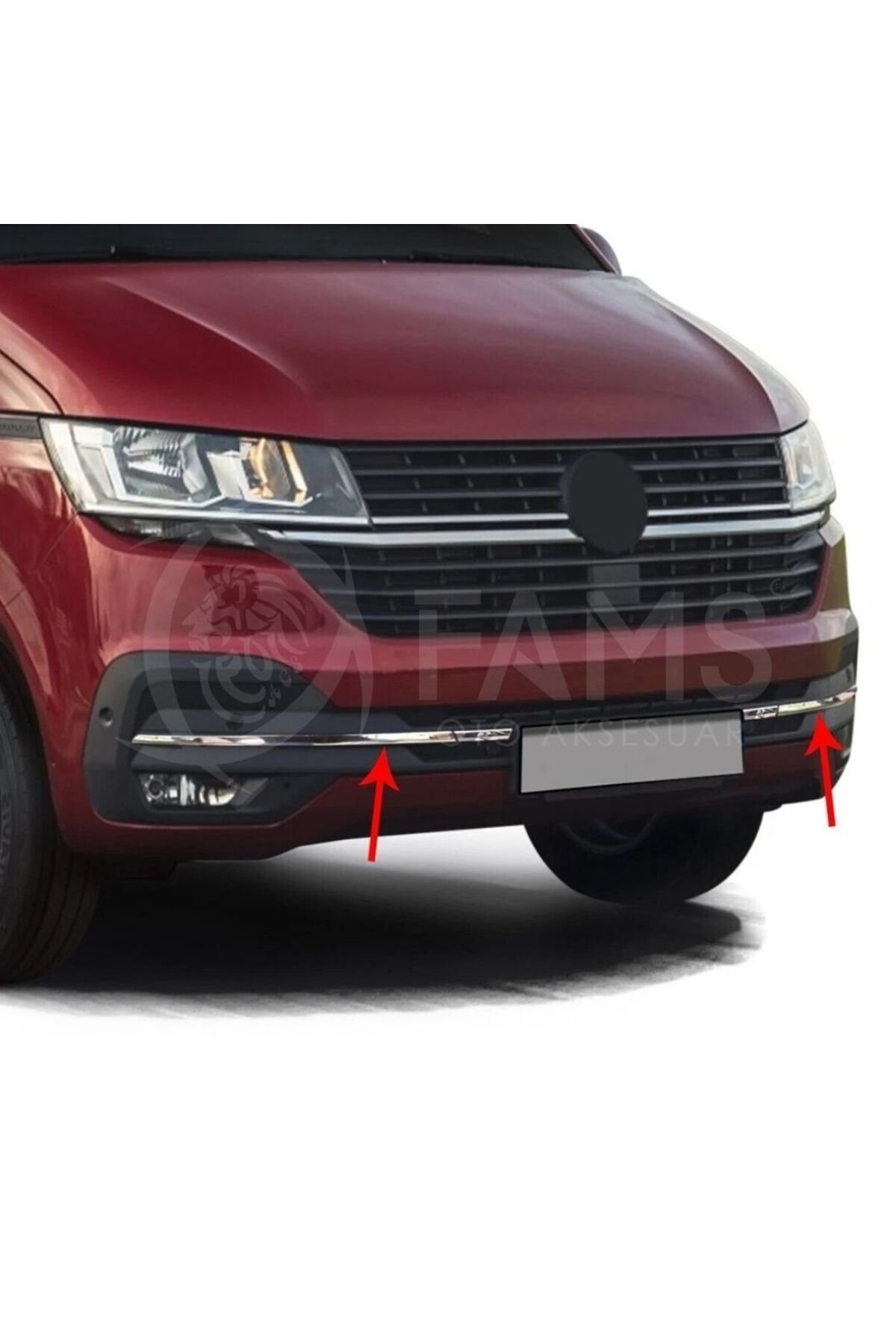 Vw T6,1 Transporter 2019-2023 Arası Ön Tampon Alt Çıtası 4 Parça Paslanmaz Çelik - Görsel 4
