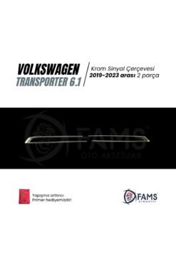Alternative view of VW T6,1 TRANSPORTER 2019-2023 Arası Sinyal Çerçevesi 2 Parça Paslanmaz Çelik