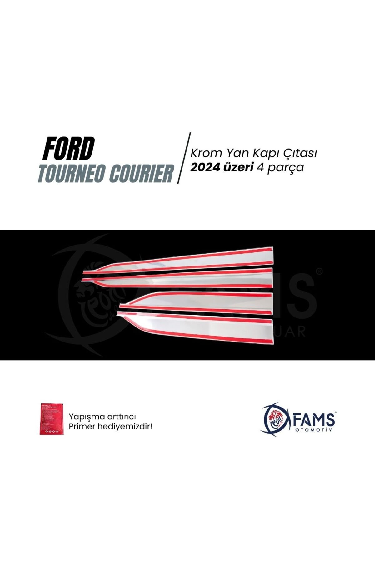 F, Tourneo Courier Krom Yan Kapı Çıtası 4 Parça 2024 Üzeri Paslanmaz Çelik - Görsel 3
