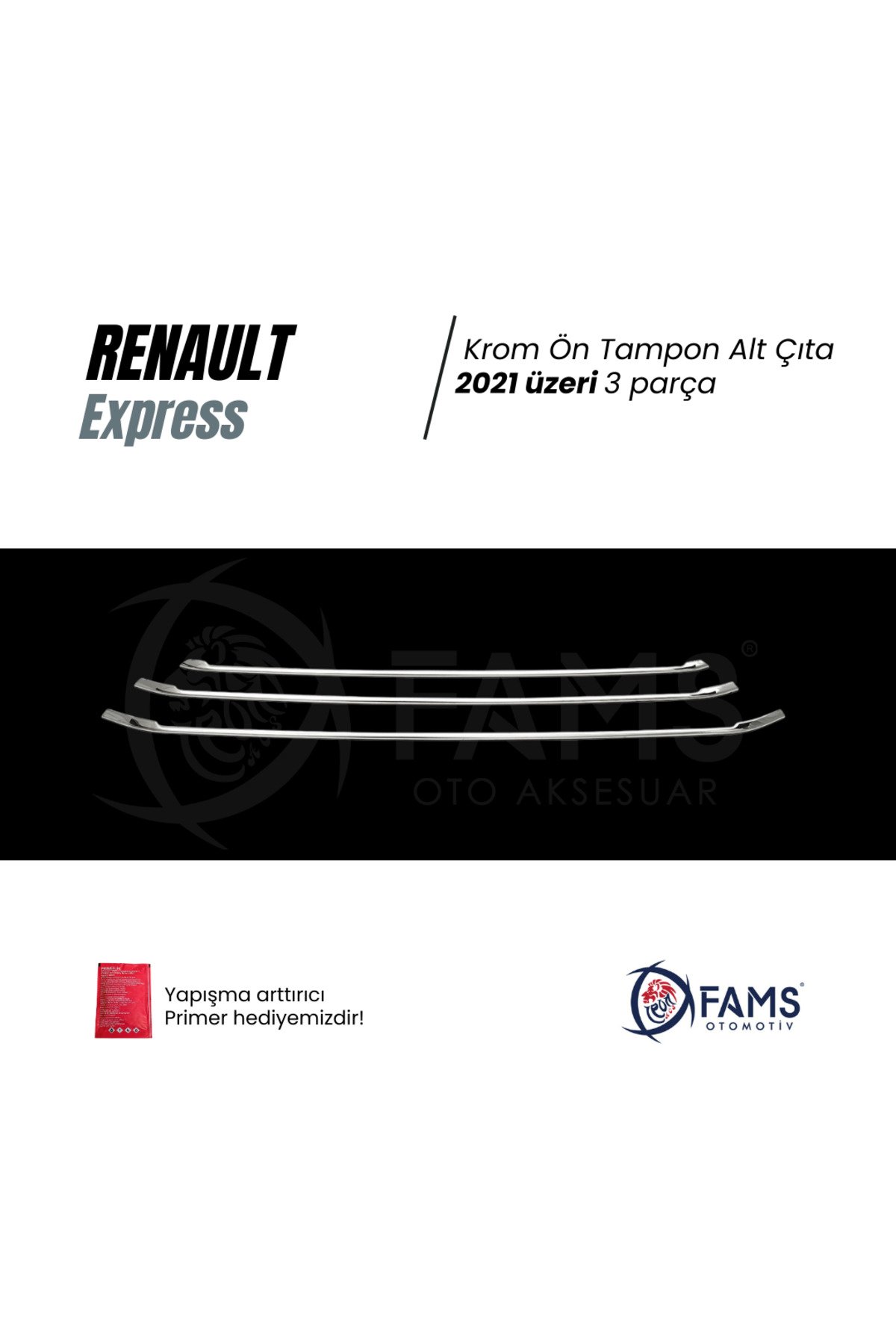 Renault Express Krom Ön Tampon Alt Çıta 3 Parça 2021> Paslanmaz Çelik - Görsel 2
