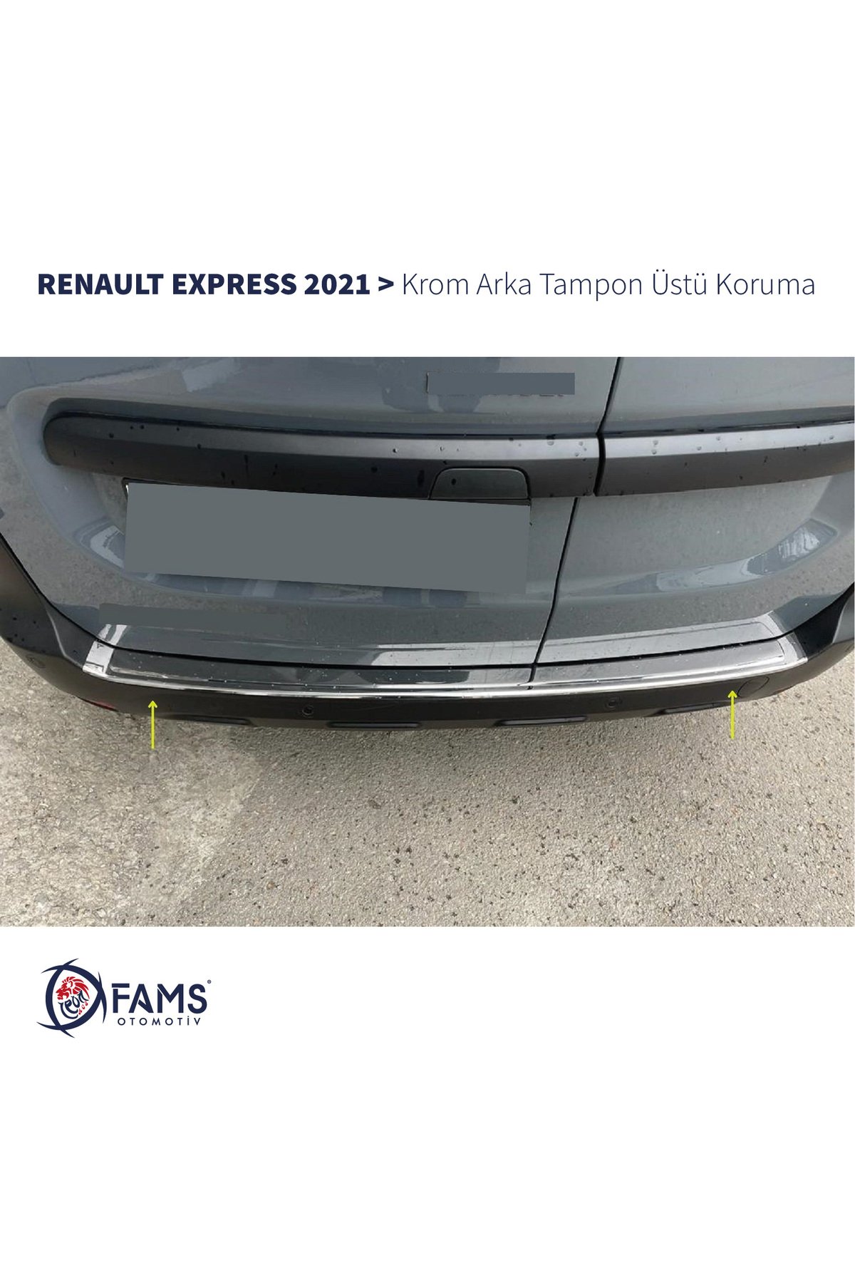 Renault Express Krom Arka Tampon Üstü Koruma 2021> Paslanmaz Çelik