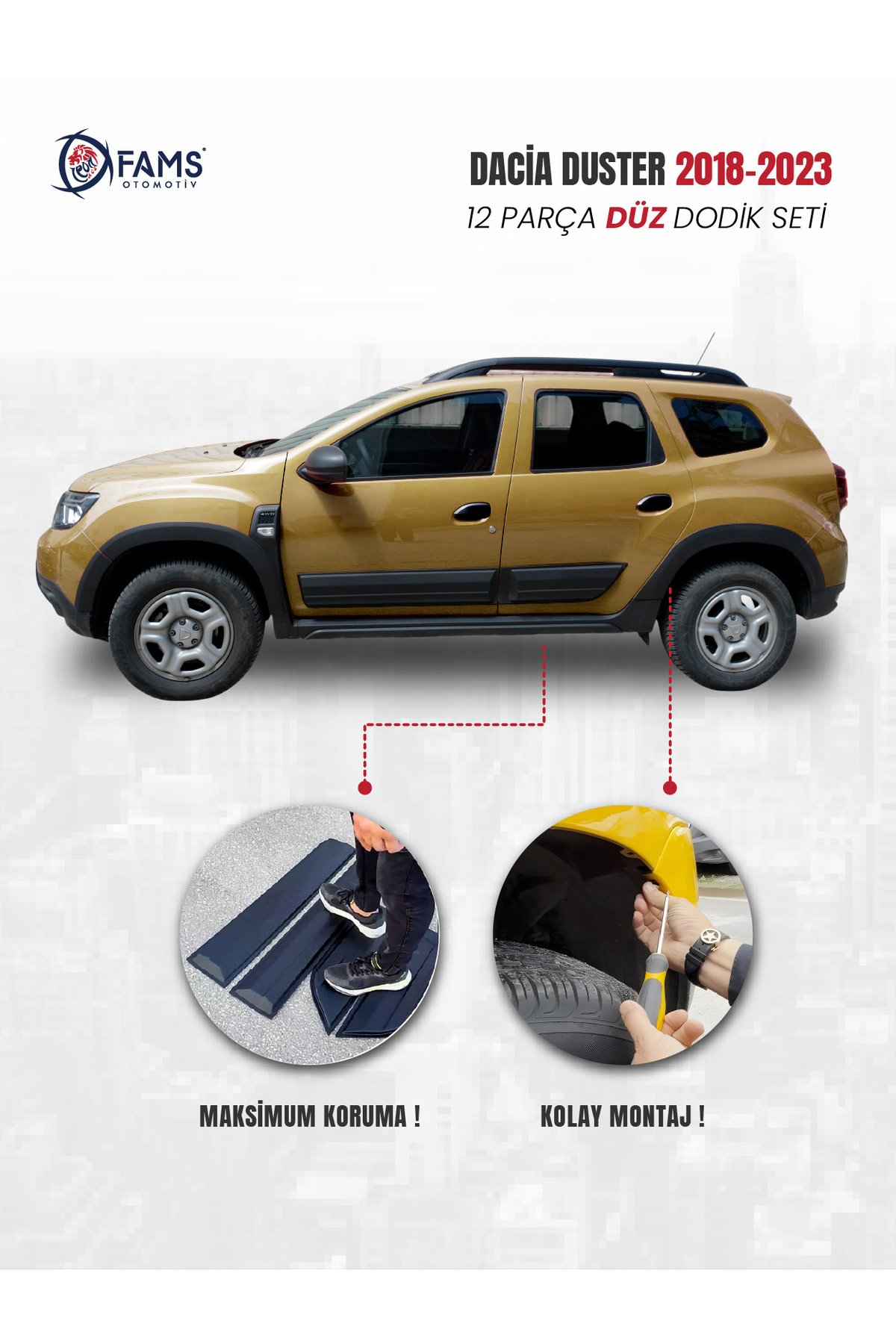 Dacia Duster Uyumlu 2018-2024 Enjeksiyon Baskı Düz Dodik seti 12 parça - Görsel 3