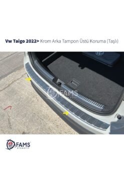 Vw Taigo 2022> Krom Arka Tampon Üstü Koruma Taşlı P,çelik