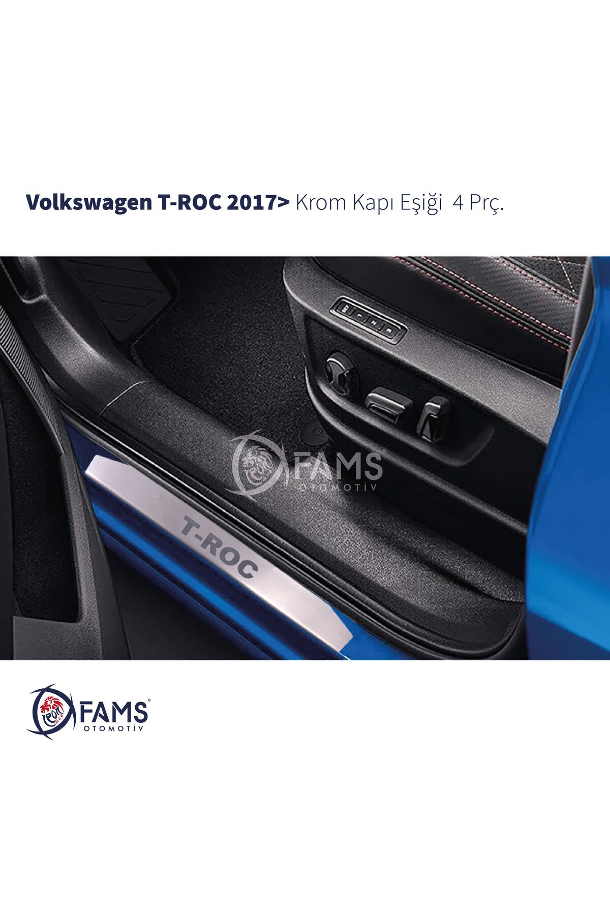 Volkswagen T-Roc Uyumlu 2017 üzeri Krom Kapı Eşiği 4 Parça Paslanmaz Çelik