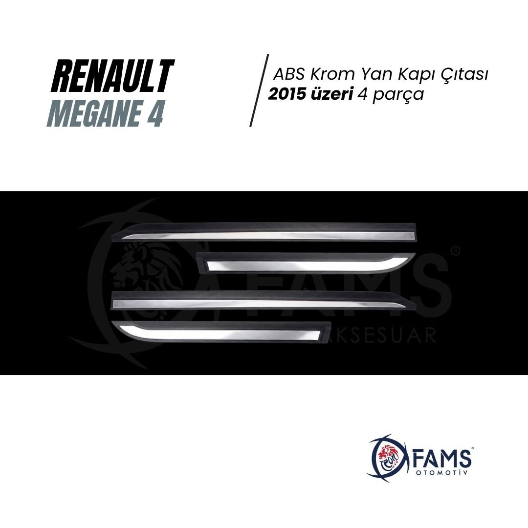 Renault Megane 4 Krom+ABS Yan Kapı Çıtası 2015 Üzeri 4 Parça P. Çelik (Sedan) - Görsel 2